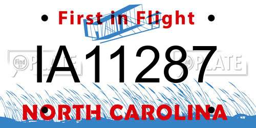 IA11287 North Carolina License Plate