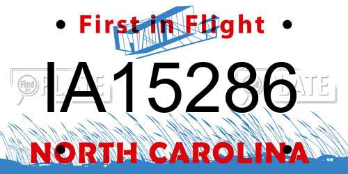 IA15286 North Carolina License Plate