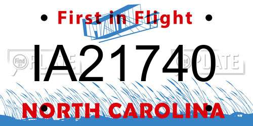 IA21740 North Carolina License Plate
