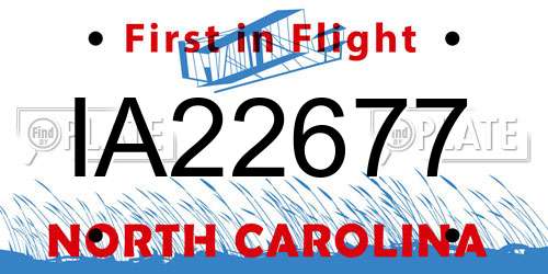 IA22677 North Carolina License Plate