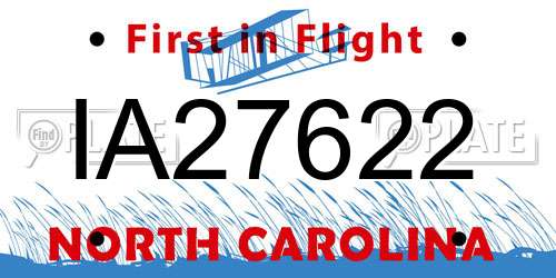 IA27622 North Carolina License Plate