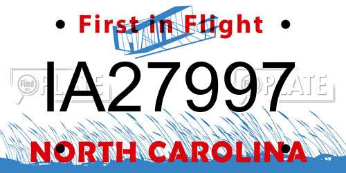 IA27997 North Carolina License Plate