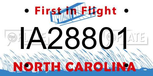 IA28801 North Carolina License Plate