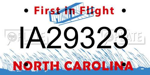 IA29323 North Carolina License Plate