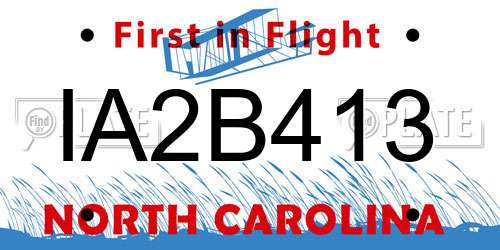 IA2B413 North Carolina License Plate