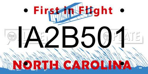IA2B501 North Carolina License Plate