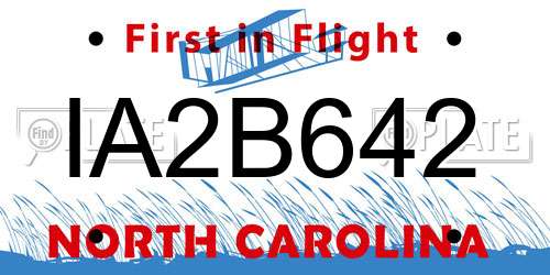 IA2B642 North Carolina License Plate