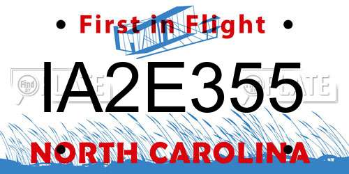 IA2E355 North Carolina License Plate