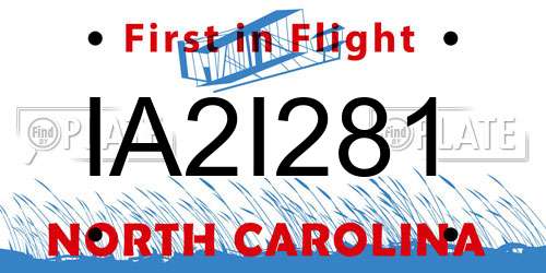 IA2I281 North Carolina License Plate