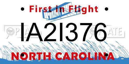 IA2I376 North Carolina License Plate