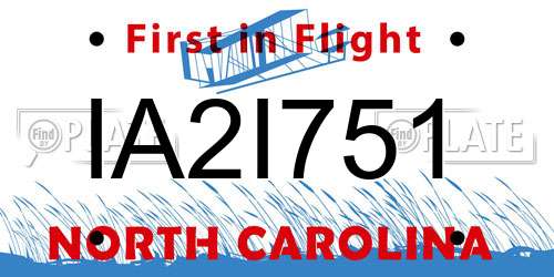 IA2I751 North Carolina License Plate