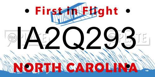 IA2Q293 North Carolina License Plate