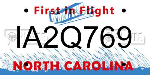 IA2Q769 North Carolina License Plate
