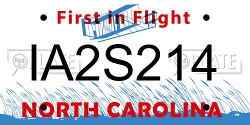 IA2S214 North Carolina License Plate