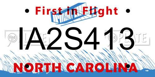 IA2S413 North Carolina License Plate