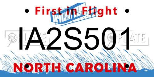 IA2S501 North Carolina License Plate