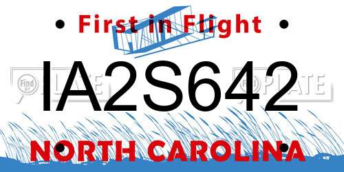 IA2S642 North Carolina License Plate