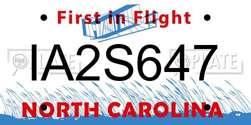 IA2S647 North Carolina License Plate