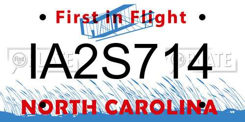 IA2S714 North Carolina License Plate