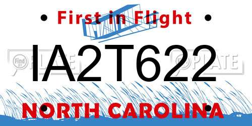 IA2T622 North Carolina License Plate