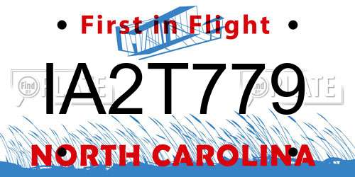 IA2T779 North Carolina License Plate