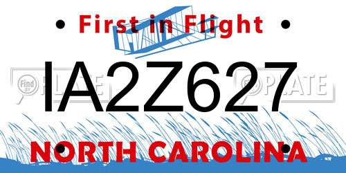 IA2Z627 North Carolina License Plate