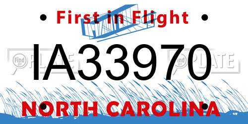 IA33970 North Carolina License Plate