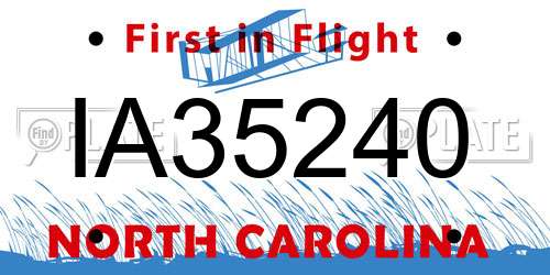 IA35240 North Carolina License Plate