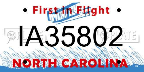 IA35802 North Carolina License Plate