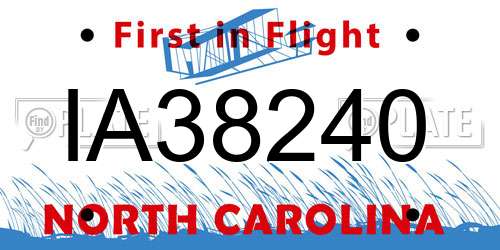 IA38240 North Carolina License Plate