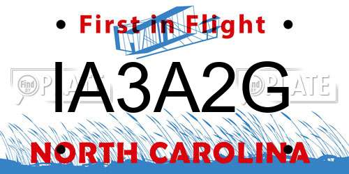 IA3A2G North Carolina License Plate