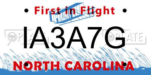 IA3A7G North Carolina License Plate