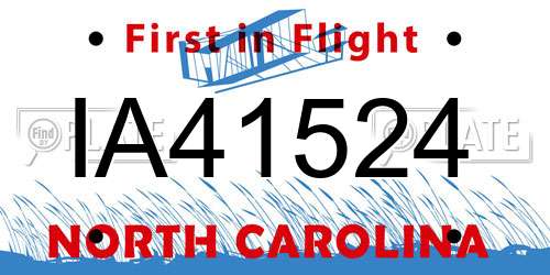 IA41524 North Carolina License Plate
