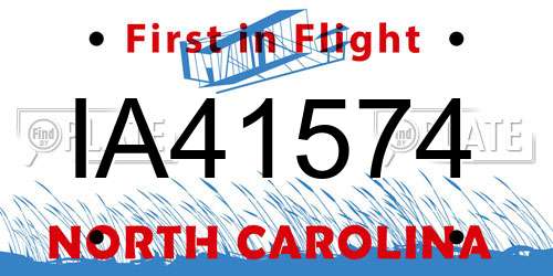 IA41574 North Carolina License Plate
