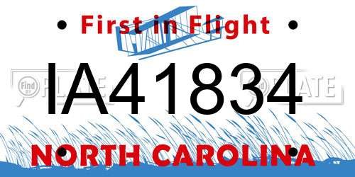 IA41834 North Carolina License Plate