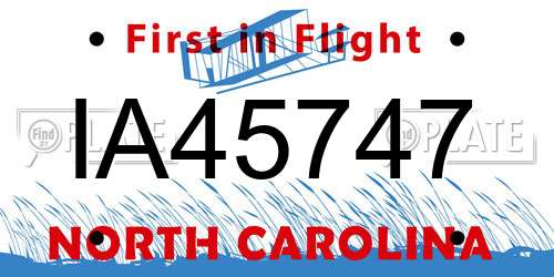 IA45747 North Carolina License Plate