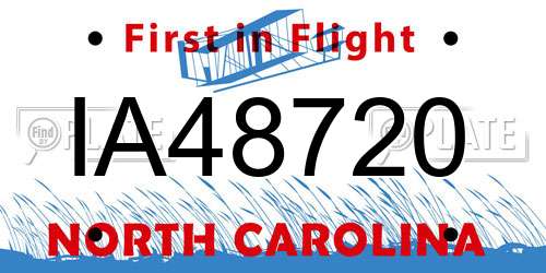 IA48720 North Carolina License Plate