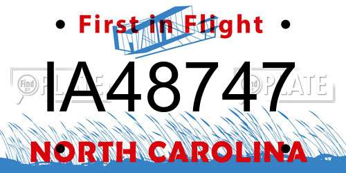 IA48747 North Carolina License Plate