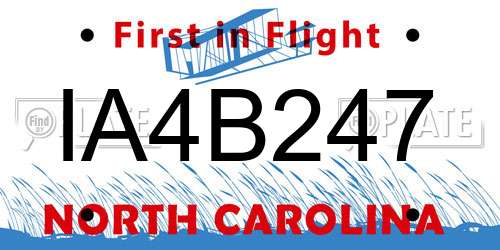 IA4B247 North Carolina License Plate