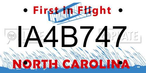 IA4B747 North Carolina License Plate