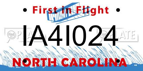 IA4I024 North Carolina License Plate