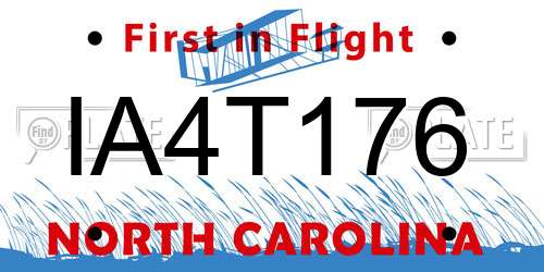 IA4T176 North Carolina License Plate