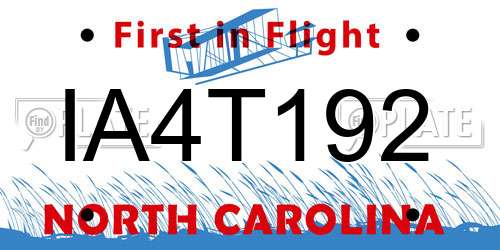 IA4T192 North Carolina License Plate