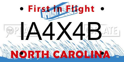 IA4X4B North Carolina License Plate