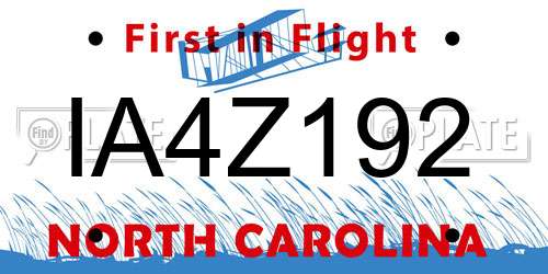 IA4Z192 North Carolina License Plate