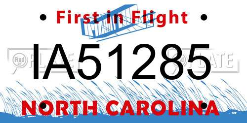 IA51285 North Carolina License Plate