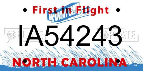 IA54243 North Carolina License Plate