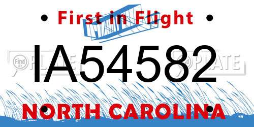 IA54582 North Carolina License Plate