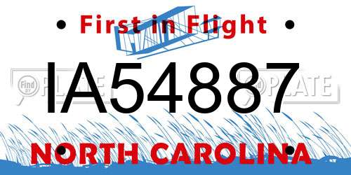 IA54887 North Carolina License Plate