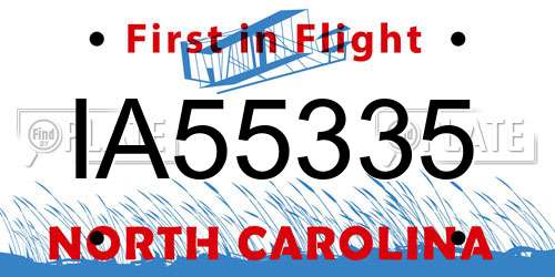 IA55335 North Carolina License Plate